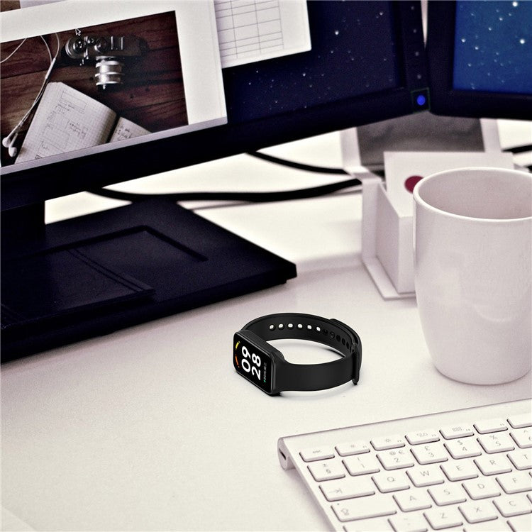 For Xiaomi Smart Band 8 Active / Redmi Band 2 Silicone Watch Band Replacement Wrist Strap with Watch Case - Dark Green