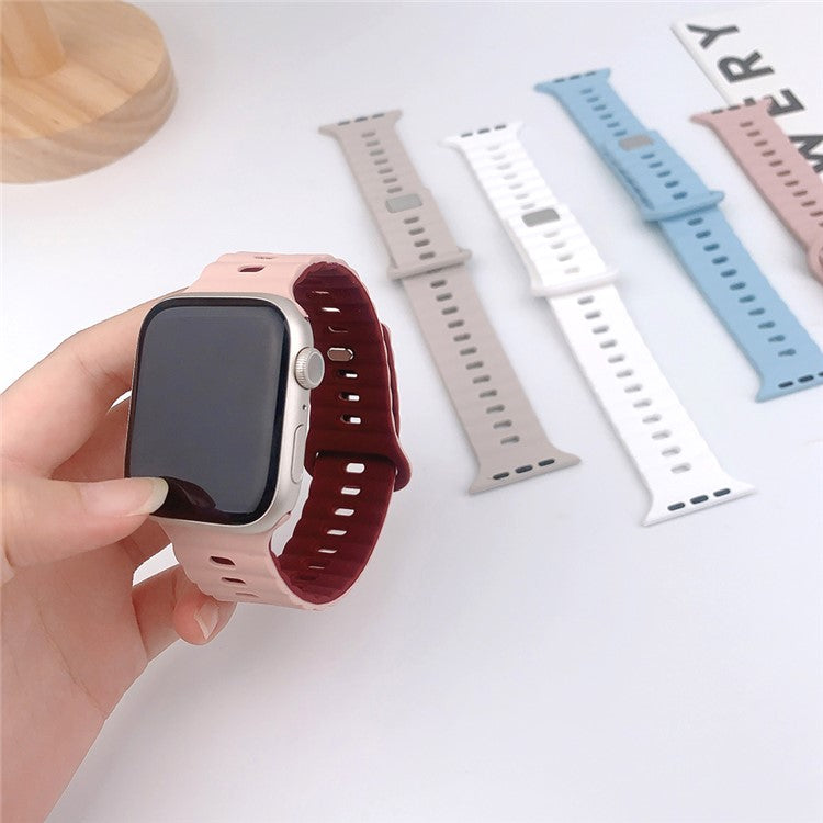 Watch Strap for Apple Watch Series 10 42mm / 9 8 7 41mm / SE (2023) SE (2022) SE 6 5 4 40mm / 3 2 1 38mm Silicone Watch Band - Pink+Rose Pink