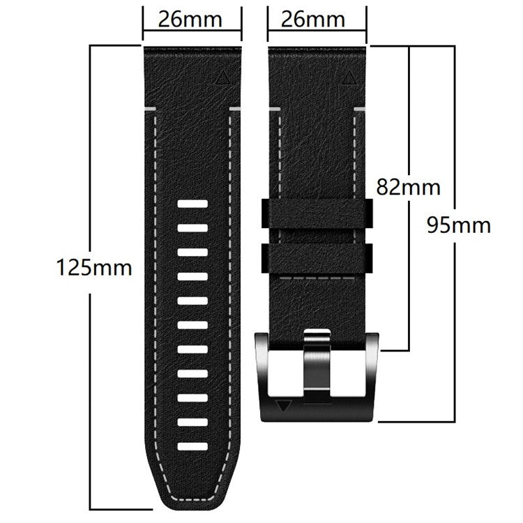 For Garmin Tactix 7 Pro / Fenix 7X / 6X / 6X Pro / 5X Plus Watch Strap Leather Coated Silicone Wrist Band  - Coffee