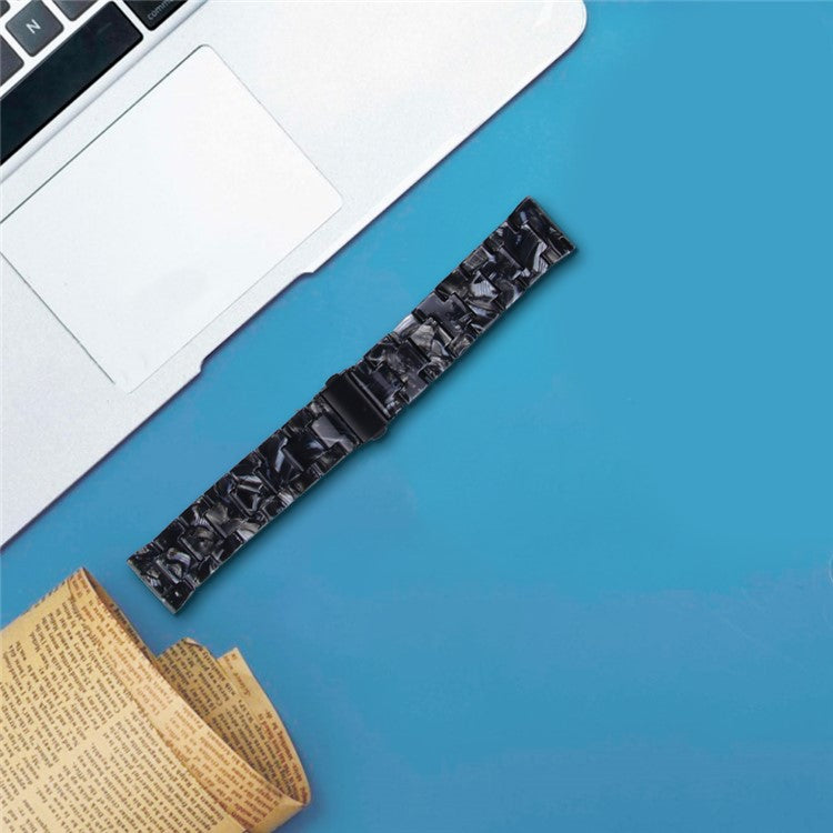 For Misfit Vapor Watch Band Waterproof Resin Replacement Watch Strap - Black Flower