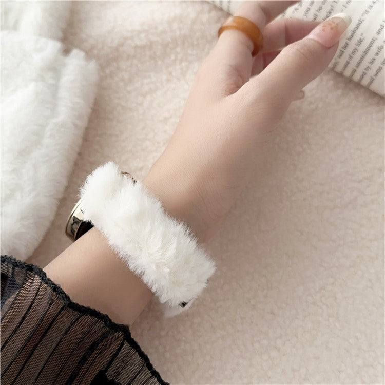 18mm Smart Watch Soft Plush Strap Folding Magnetic Buckle Replacement Wrist Band - White