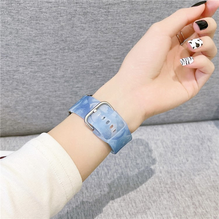 For Apple Watch Series 10 46mm / Ultra 2 Ultra 49mm /  Series 9 8 7 45mm / 6 5 4 SE (2023) SE (2022) SE 44mm / 3 2 1 42mm Watch Band Silicone Strap - Rainbow