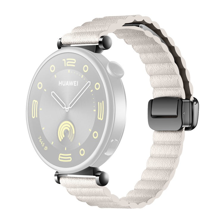 18mm Universal Watch Band Genuine Cow Leather Coated Silicone Magnetic Strap Replacement - Starlight