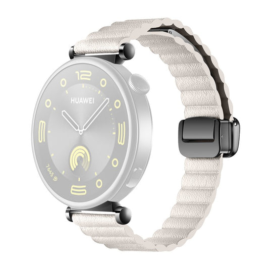18mm Universal Watch Band Genuine Cow Leather Coated Silicone Magnetic Strap Replacement - Starlight