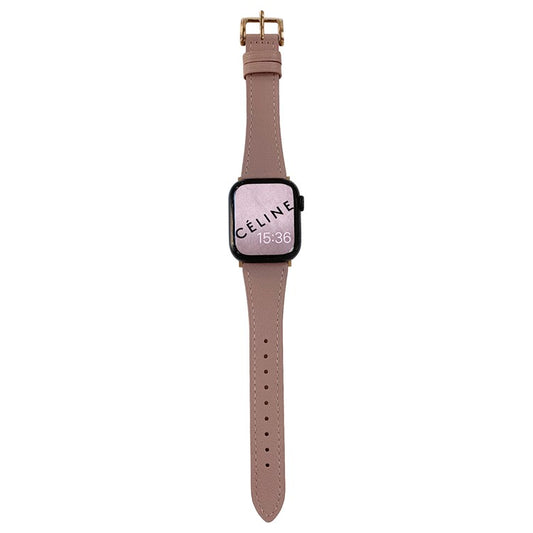 Watch Band for Apple Watch Series 10 42mm / 9 8 7 41mm / SE (2023) SE (2022) SE 6 5 4 40mm / 3 2 1 38mm Genuine Cow Leather Watch Strap - Lotus Pink