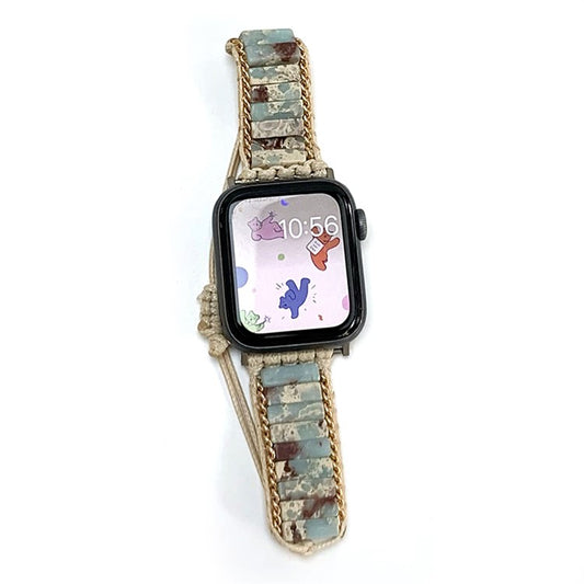 Watch Band for Apple Watch Series 10 42mm / 9 8 7 41mm / SE (2023) SE (2022) SE 6 5 4 40mm / 3 2 1 38mm Woven Rope Stone Strap - Pear White