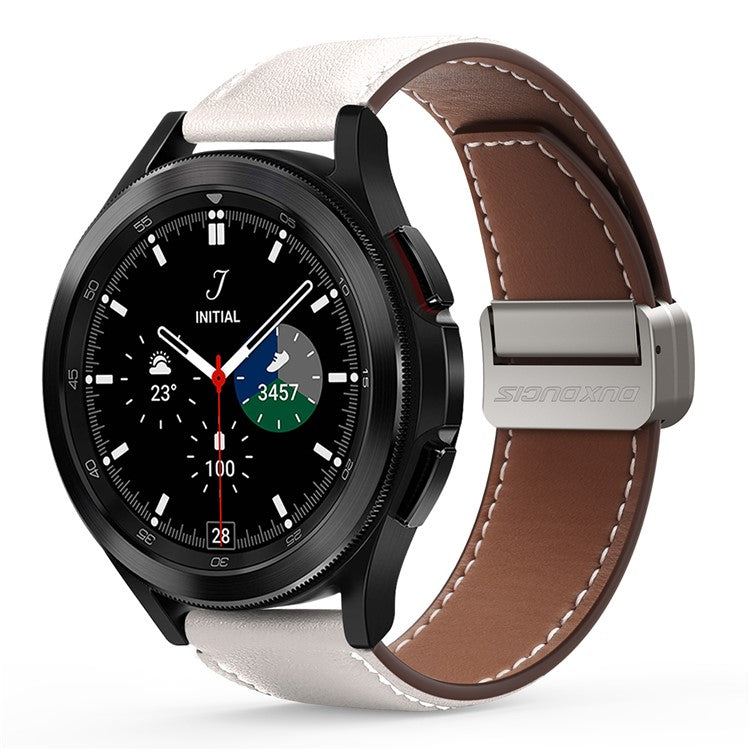 DUX DUCIS YA Series for Samsung Galaxy Watch3 45mm  /  Huawei Watch Ultimate Genuine Cow Leather Strap 22mm Watch Band - White