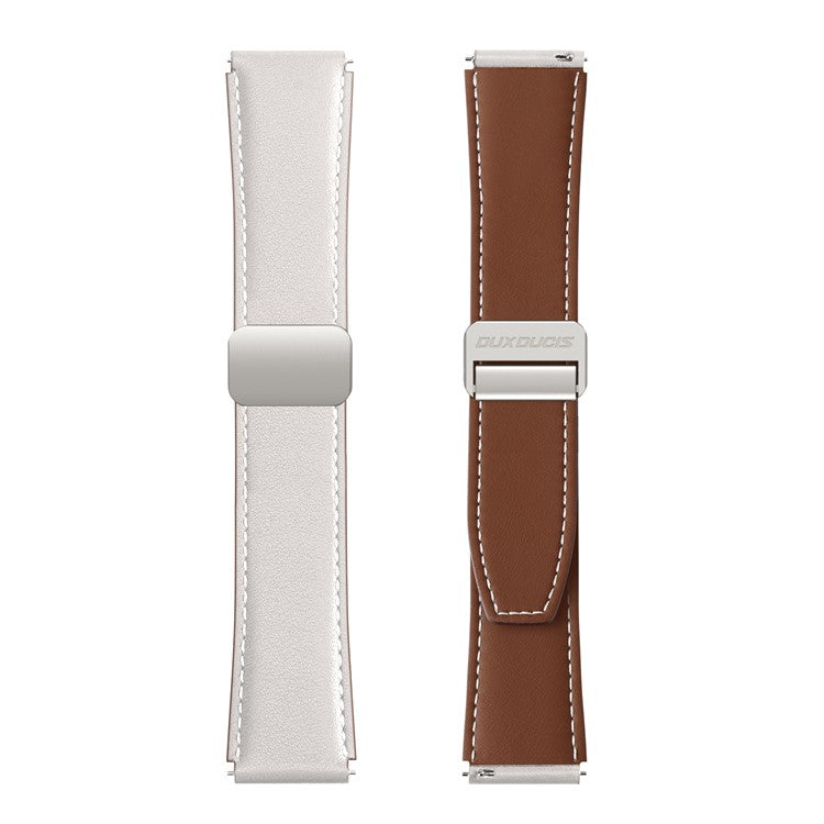 DUX DUCIS YA Series for Samsung Galaxy Watch3 45mm  /  Huawei Watch Ultimate Genuine Cow Leather Strap 22mm Watch Band - White