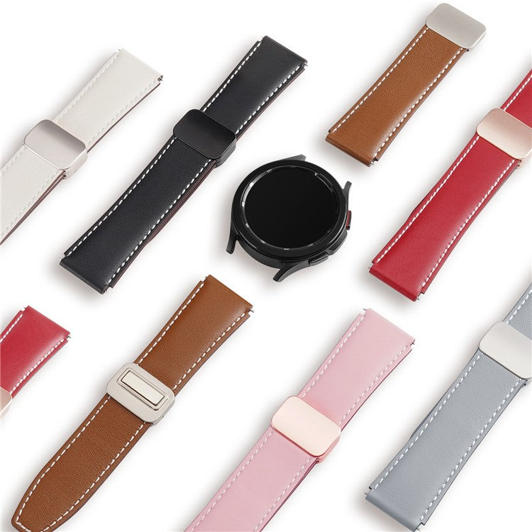 DUX DUCIS YA Series for Samsung Galaxy Watch3 45mm  /  Huawei Watch Ultimate Genuine Cow Leather Strap 22mm Watch Band - White