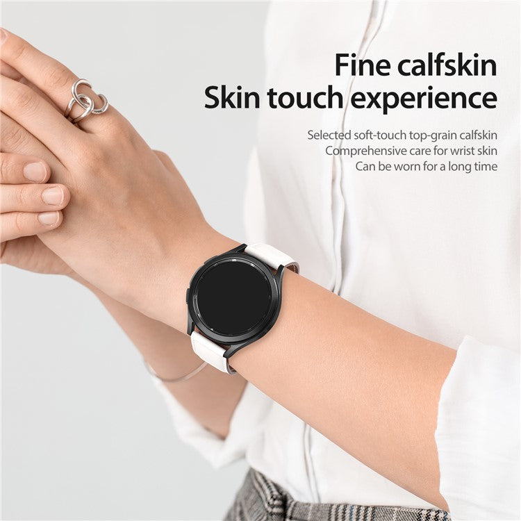 DUX DUCIS YA Series for Samsung Galaxy Watch3 45mm  /  Huawei Watch Ultimate Genuine Cow Leather Strap 22mm Watch Band - White
