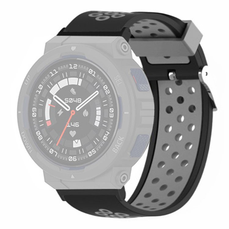 For Huami Amazfit Active Edge A2212 Watch Band Dual Color Silicone Wrist Strap - Black+Grey