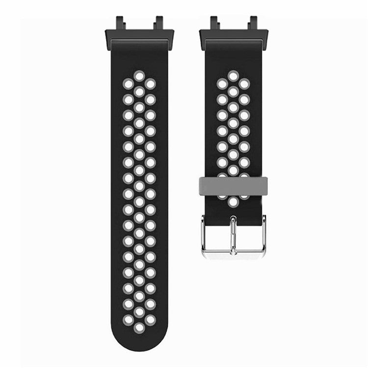 For Huami Amazfit Active Edge A2212 Watch Band Dual Color Silicone Wrist Strap - Black+Grey