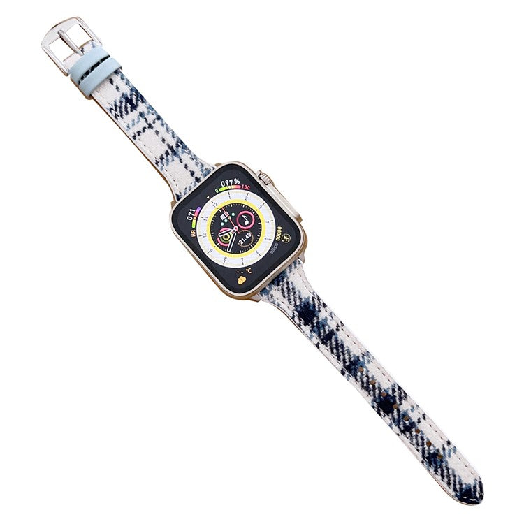 For Apple Watch 10 46mm / Ultra 2 / Ultra 49mm / 9 8 7 45mm / SE (2023) SE (2022) SE 6 5 4 44mm / 3 2 1 42mm Woolen Watchband - Blue / White