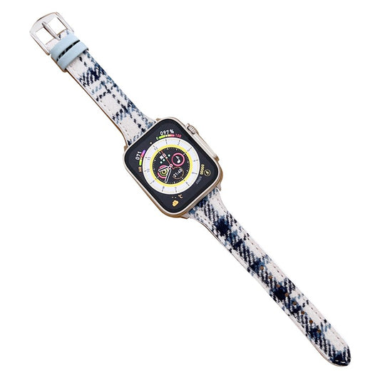 For Apple Watch 10 46mm / Ultra 2 / Ultra 49mm / 9 8 7 45mm / SE (2023) SE (2022) SE 6 5 4 44mm / 3 2 1 42mm Woolen Watchband - Blue / White