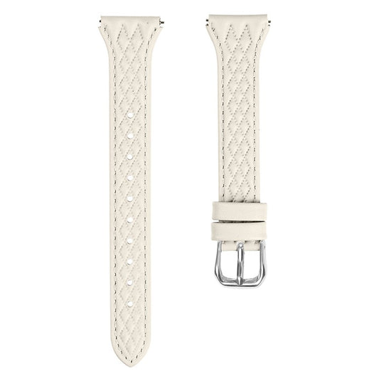 For Garmin Vivomove HR / Vivomove Rhombus Design Top-layer Cow Leather Watch Bracelet Band - Apricot