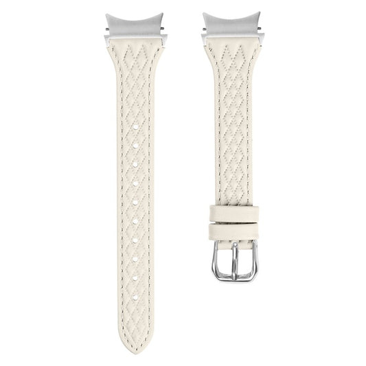 For Samsung Galaxy Watch6 40mm / 44mm / Watch6 Classic 43mm / 47mm Watch Strap Top-Layer Cow Leather Watchband - Apricot