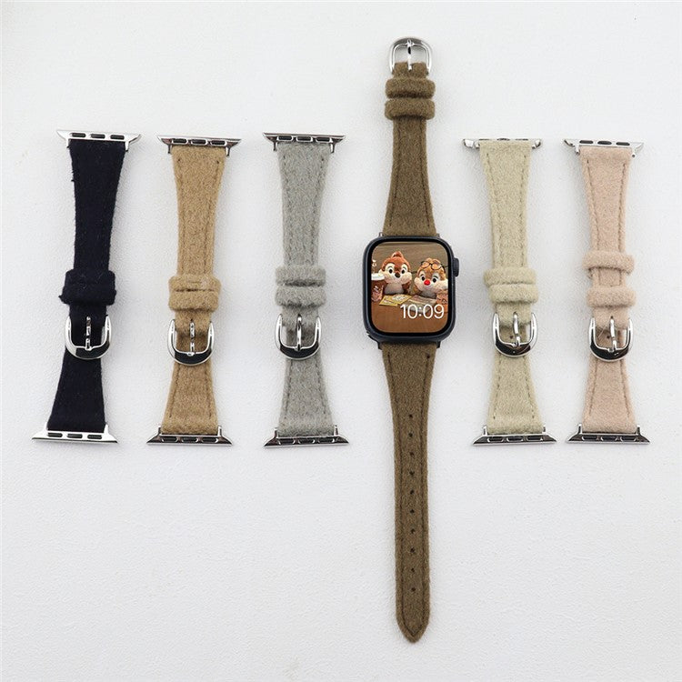 For Apple Watch 10 46mm / Ultra 2 / Ultra 49mm / 9 8 7 45mm / SE (2023) SE (2022) SE 6 5 4 44mm / 3 2 1 42mm Slim Woolen Watch Strap - Pink
