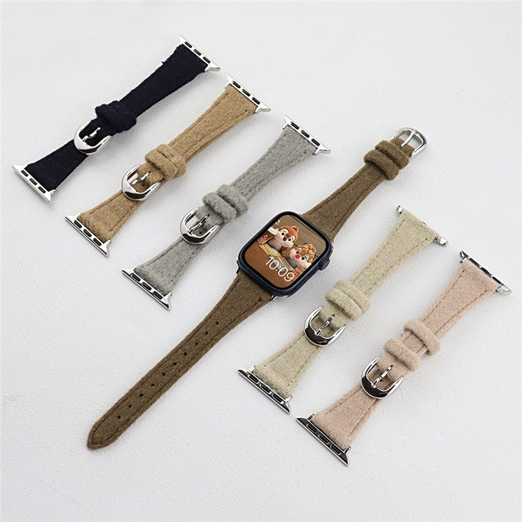 For Apple Watch 10 46mm / Ultra 2 / Ultra 49mm / 9 8 7 45mm / SE (2023) SE (2022) SE 6 5 4 44mm / 3 2 1 42mm Slim Woolen Watch Strap - Pink