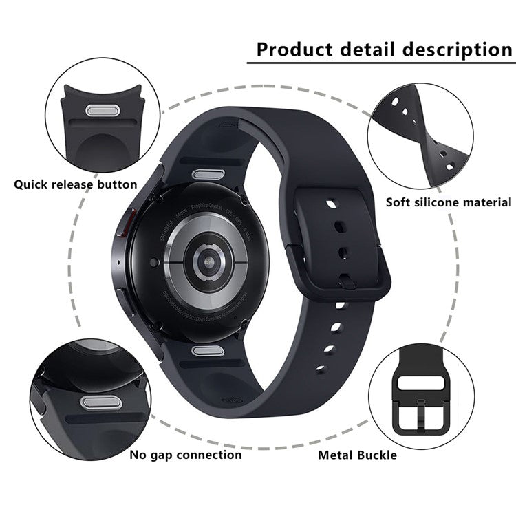 KALEBOL For Samsung Galaxy Watch FE 40mm / Watch4 / Watch 5 / Watch6 Silicone Watch Bands Waterproof Soft Strap - Starlight