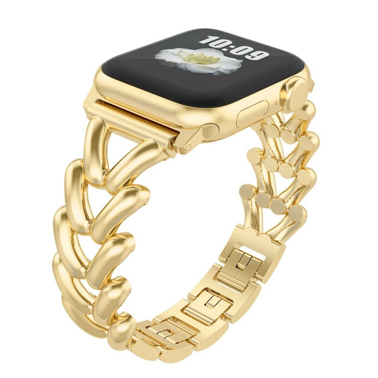 Zinc Alloy V-Shape Band for Apple Watch 10 46mm / Ultra 2 / Ultra 49mm / 9 8 7 45mm / SE (2023) SE (2022) SE 6 5 4 44mm / 3 2 1 42mm Watch Strap - Gold