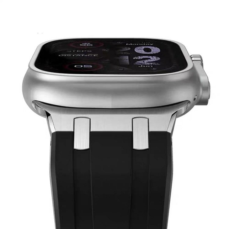 For Apple Watch 10 46mm / Ultra 2 / Ultra 49mm / 9 8 7 45mm / SE (2023) SE (2022) SE 6 5 4 44mm / 3 2 1 42mm Silicone Strap Butterfly Buckle Watchband - Blue