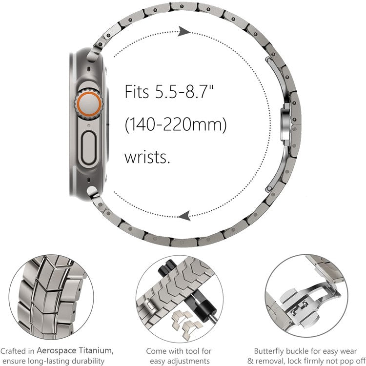 For Apple Watch Series 10 42mm / 9 8 7 41mm / SE (2023) SE (2022) SE 6 5 4 40mm / 3 2 1 38mm Watch Band Titanium Alloy Strap