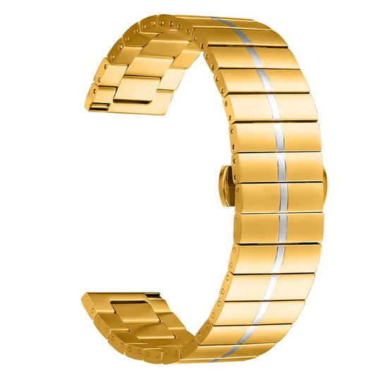For Honor Watch Dream Stainless Steel Band Replacement Watch Strap with Buckle - Gold+Silver