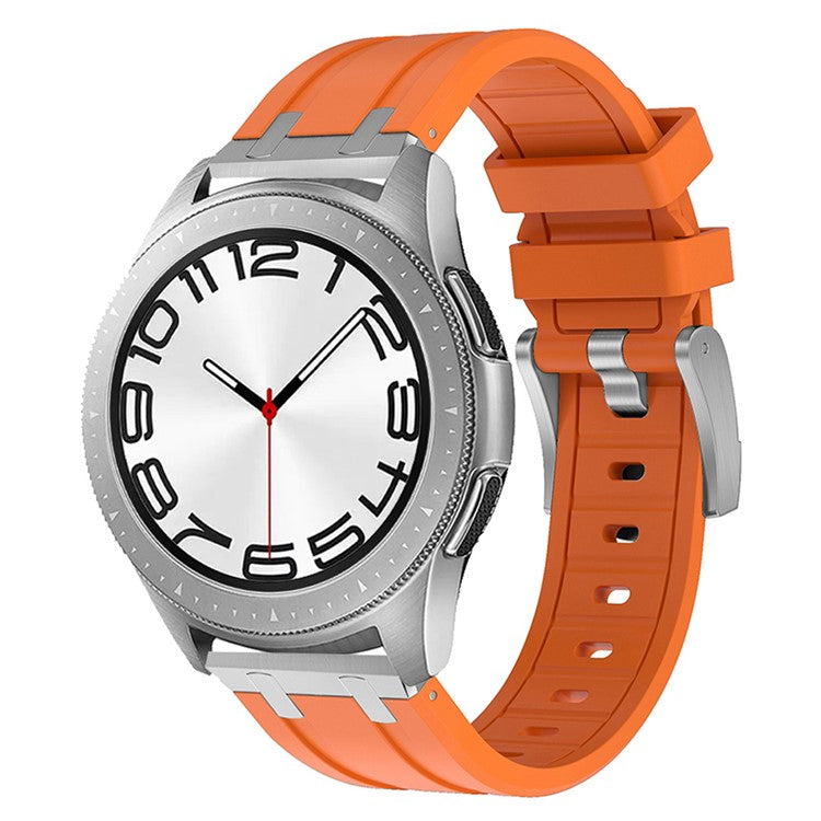 KALEBOL KLB-YTGJ-001 for Samsung Galaxy Watch3 45mm / Huawei Watch Ultimate / Watch GT 3 SE Liquid Silicone Watch Band - Silver+Orange