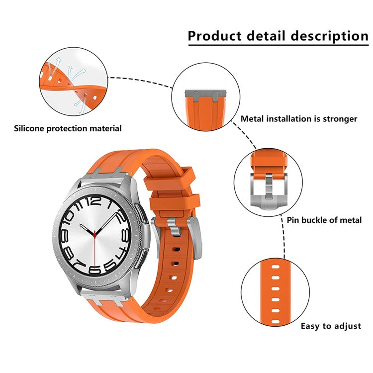 KALEBOL KLB-YTGJ-001 for Samsung Galaxy Watch3 45mm / Huawei Watch Ultimate / Watch GT 3 SE Liquid Silicone Watch Band - Silver+Orange