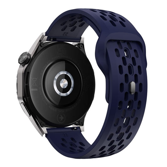 For Garmin Venu 3 / Venu 2 / Vivoactive 4 22mm Watch Strap Hollow Silicone Wrist Band Replacement - Midnight Blue
