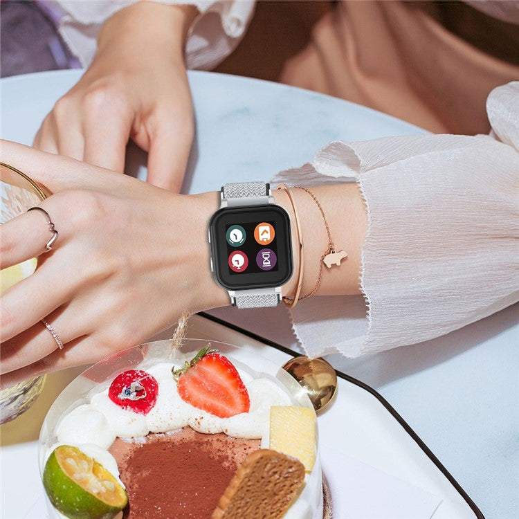 For Gabb Watch 1 Nylon Elastic Wrist Band Smartwatch Strap Easy to Adjust - Black+White