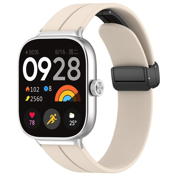 For Xiaomi Redmi Watch 4 / Smart Band 9 Pro / 8 Pro Silicone Strap Replacement Wrist Band with Folding Buckle - Starlight