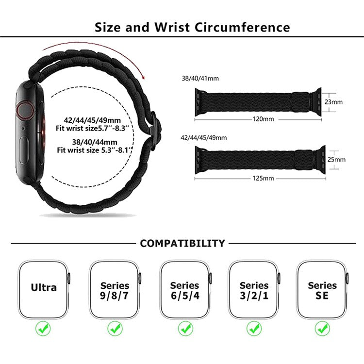 For Apple Watch 10 46mm / Ultra 2 / Ultra 49mm / 9 8 7 45mm / SE (2023) SE (2022) SE 6 5 4 44mm / 3 2 1 42mm Strap Nylon Braided Watch Band - Multi-Color