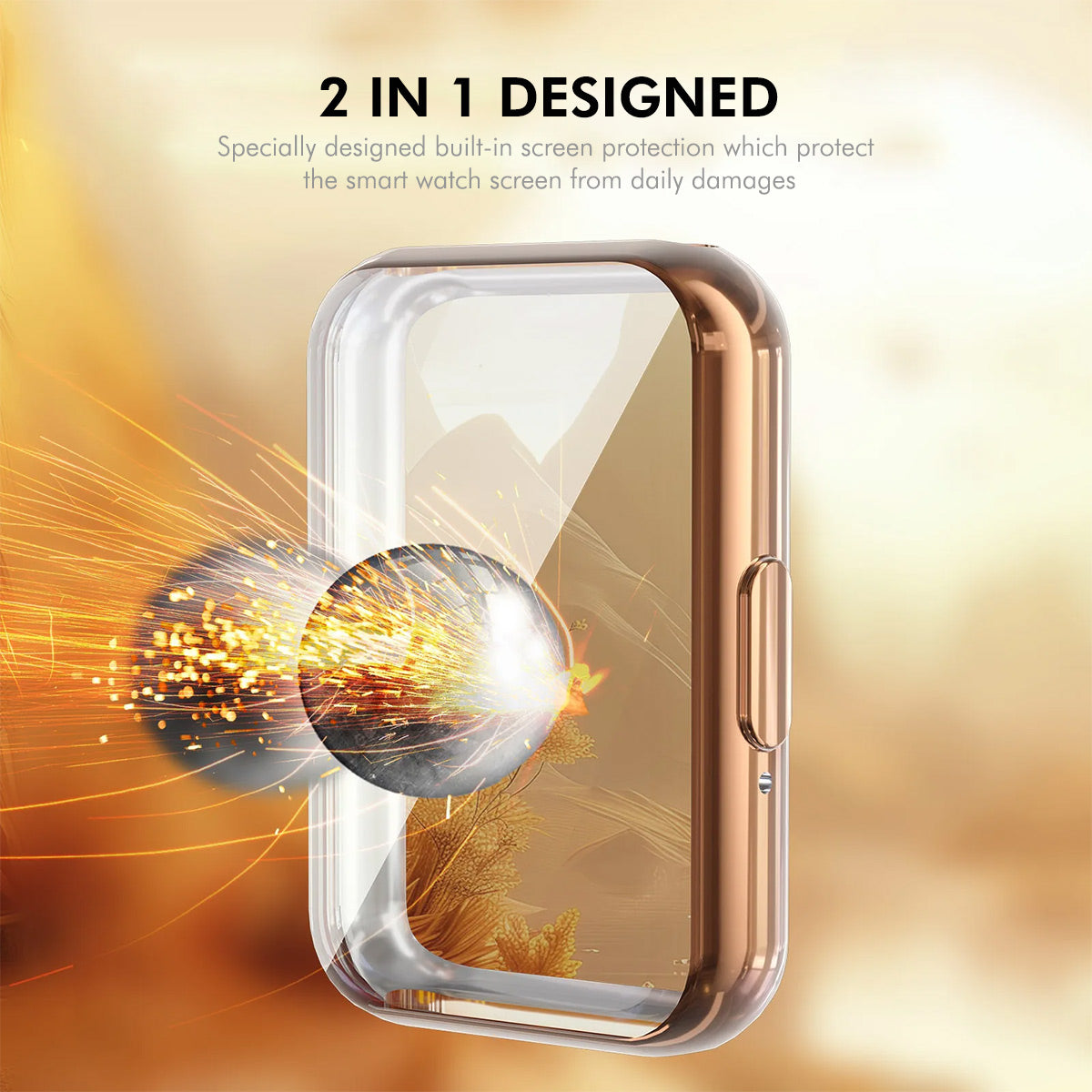 For Samsung Galaxy Fit3 ENKAY Hat-Prince TPU Watch Case Electroplating Watch Cover with Screen Protector - Rose Gold