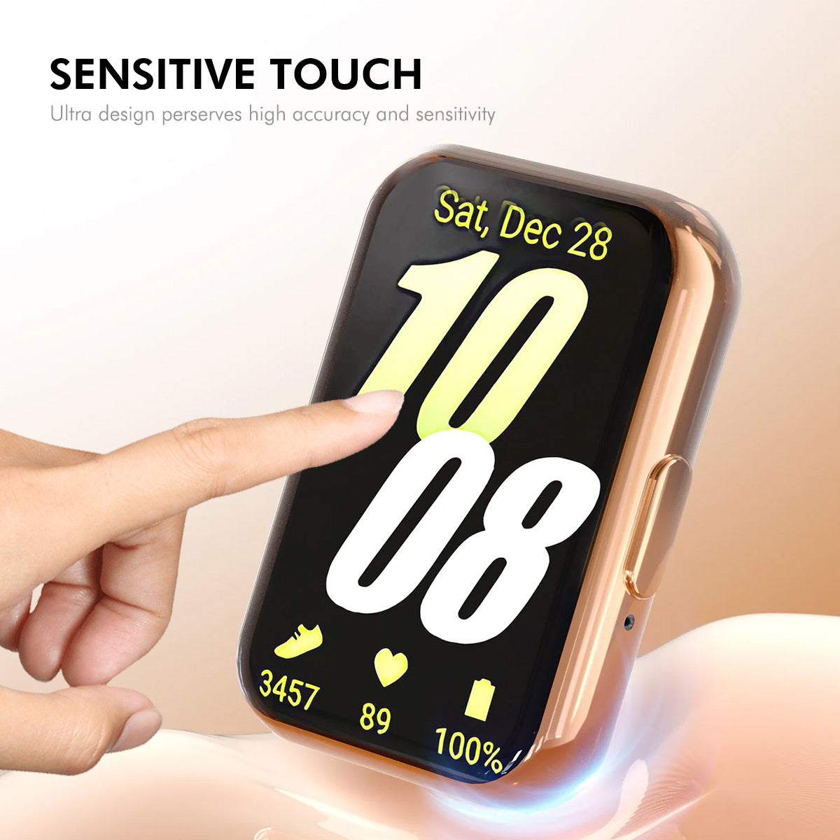 For Samsung Galaxy Fit3 ENKAY Hat-Prince TPU Watch Case Electroplating Watch Cover with Screen Protector - Rose Gold