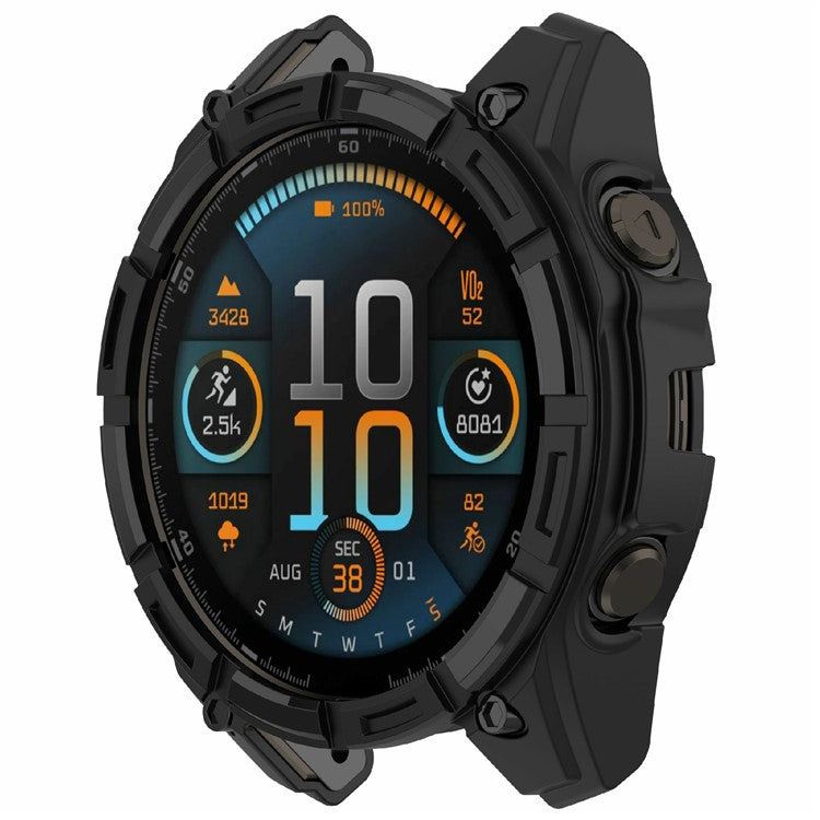 For Garmin Enduro 3 TPU Watch Case Anti-Scratch Hollow Watch Frame Cover - Black