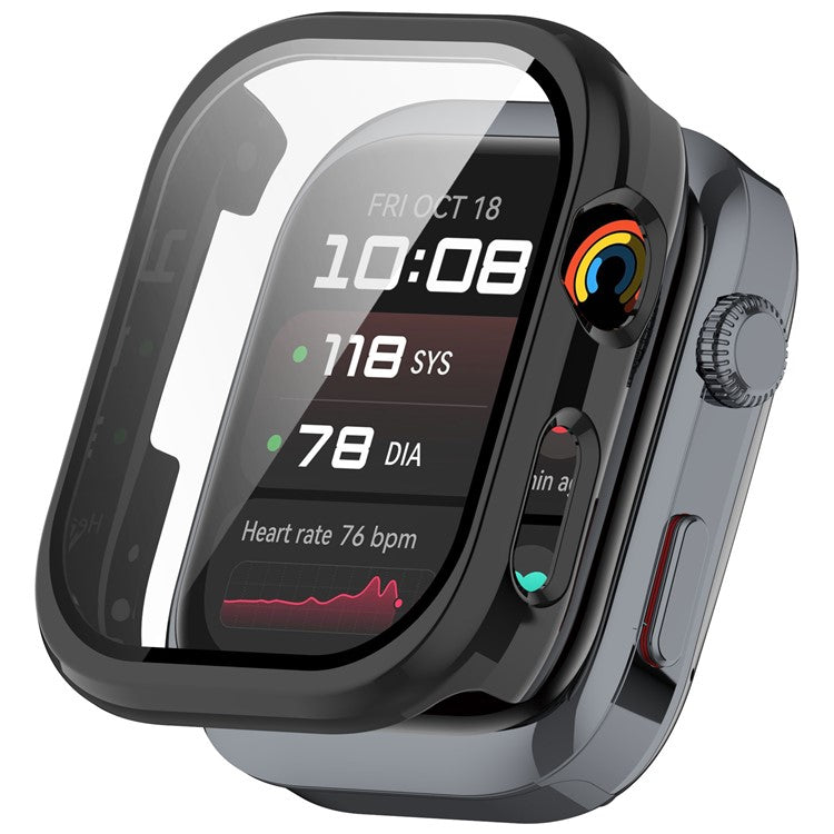 For Huawei Watch D2 Case Hard PC All Around Watch Cover with Tempered Glass Film - Black