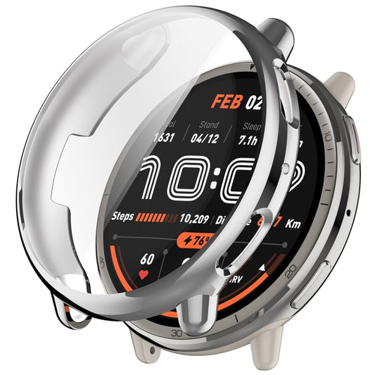For Huami Amazfit Active 2 (A2437) Watch Case Full Coverage Flexible TPU Electroplating Cover - Silver