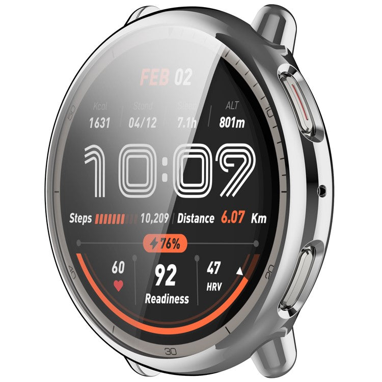 For Huami Amazfit Active 2 (A2437) Watch Case Full Coverage Flexible TPU Electroplating Cover - Silver
