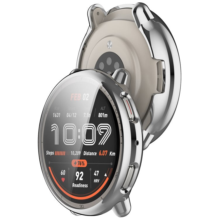 For Huami Amazfit Active 2 (A2437) Watch Case Full Coverage Flexible TPU Electroplating Cover - Silver
