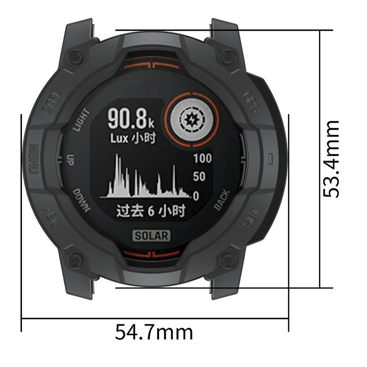 For Garmin Instinct 3 Solar 45mm TPU Watch Case Hollow-Out Rugged Bumper Cover - Black