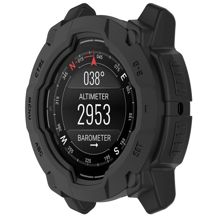For Garmin Instinct 3 45mm / Solar 45mm Armor Watch Case Shockproof TPU Rugged Protective Cover - Black