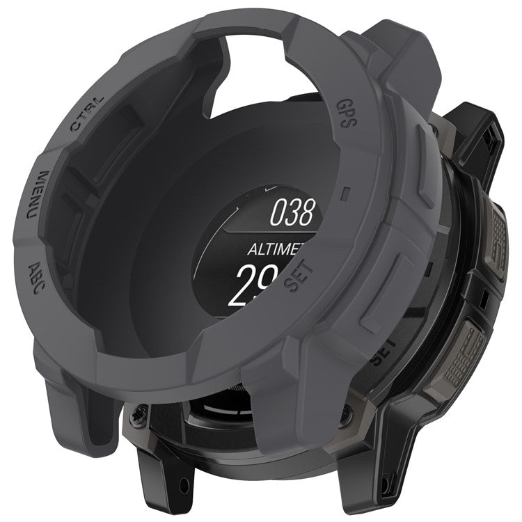For Garmin Instinct 3 AMOLED 45mm / Instinct 3 Solar 45mm Watch Case Silicone Shockproof Bumper Frame - Grey