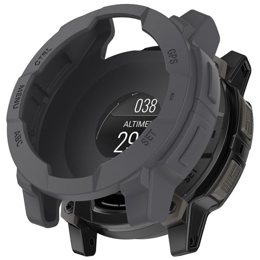 For Garmin Instinct 3 AMOLED 45mm / Instinct 3 Solar 45mm Watch Case Silicone Shockproof Bumper Frame - Grey