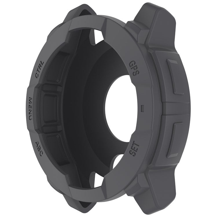 For Garmin Instinct 3 AMOLED 45mm / Instinct 3 Solar 45mm Watch Case Silicone Shockproof Bumper Frame - Grey