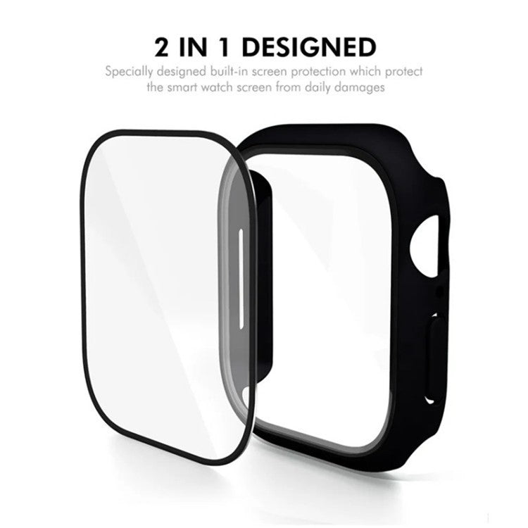 WANLONFENG For Apple Watch Series 10 46mm Watch Case PC Frame with Tempered Glass Screen Protector - Mint Green