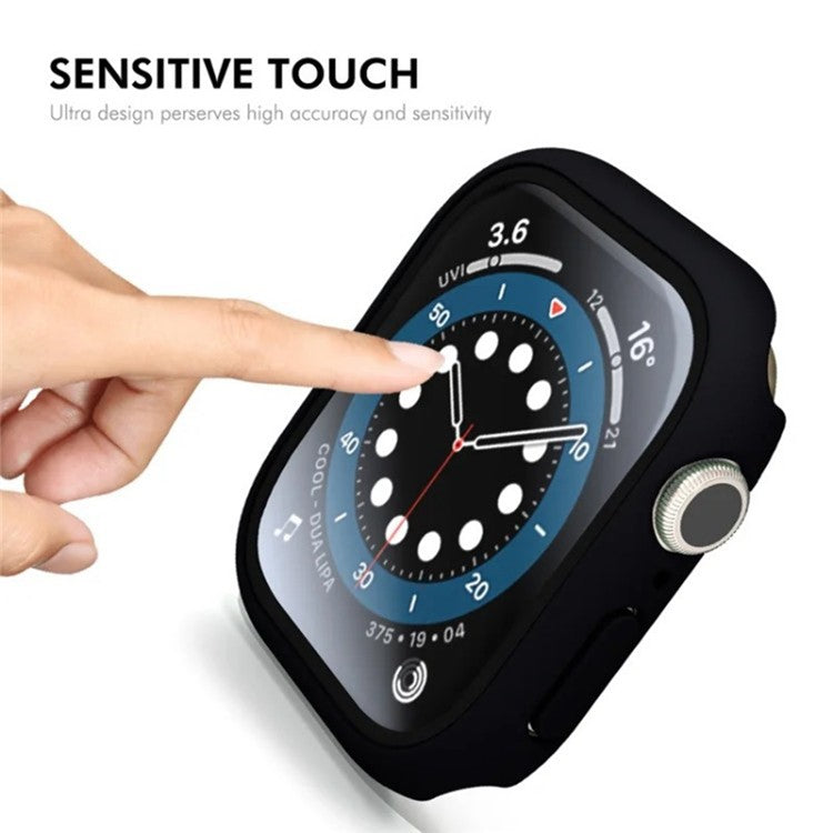 WANLONFENG For Apple Watch Series 10 46mm Watch Case PC Frame with Tempered Glass Screen Protector - Mint Green