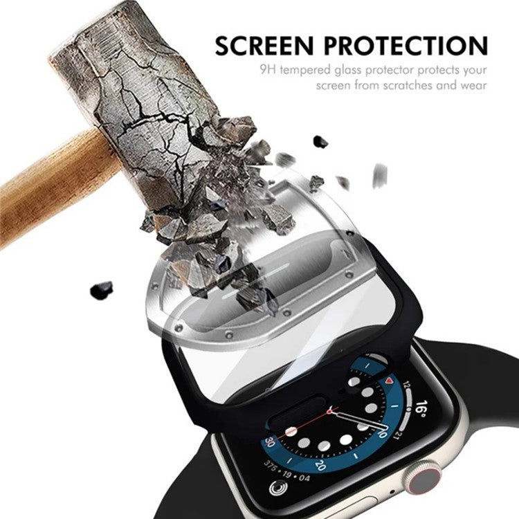 WANLONFENG For Apple Watch Series 10 46mm Watch Case PC Frame with Tempered Glass Screen Protector - Mint Green
