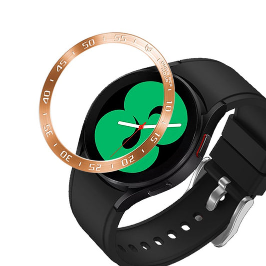 Time Scale Design Stainless Steel Bezel Ring Stickers Ring for Samsung Galaxy Watch4 Classic 42mm - Rose Gold/White