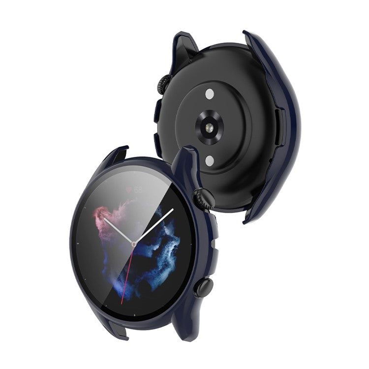All Around Hard PC Protective Case with Tempered Glass Screen Protector for Huami Amazfit GTR 3 / GTR 3 Pro - Midnight Blue